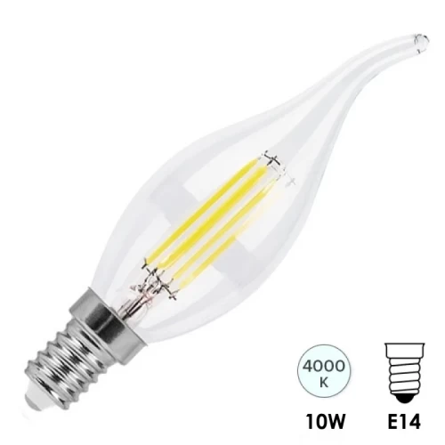 Лампочка E14 10W 4000K Свеча на ветру FILAMENT C35