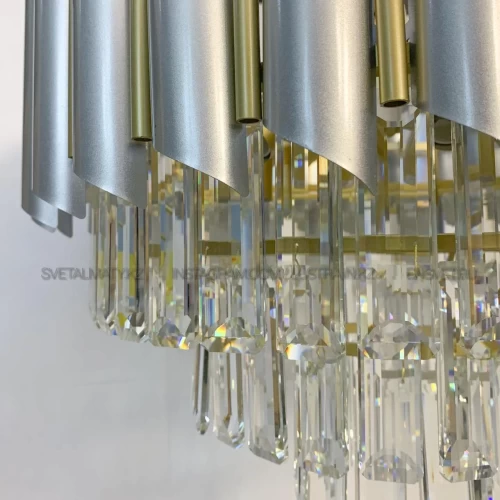 Подвесная хрустальная люстра с серебристыми вставками/SvetAlmaty.kz/ 9192
