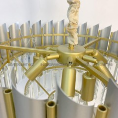 Подвесная хрустальная люстра с серебристыми вставками/SvetAlmaty.kz/ 9192