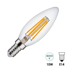 Лампочка E14 10W 4000K Свеча(Пуля) FILAMENT C35
