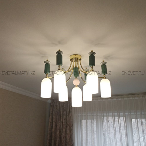 Люстра потолочная на 7 плафонов, цвет лимонное золото, цоколь E14