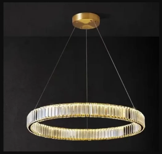 Светодиодная подвесная хрустальная люстра 60см / Латунь / Led / 50W / 4000K