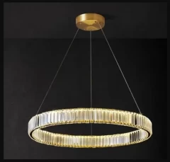 Светодиодная подвесная хрустальная люстра 60см / Латунь / Led / 50W / 4000K