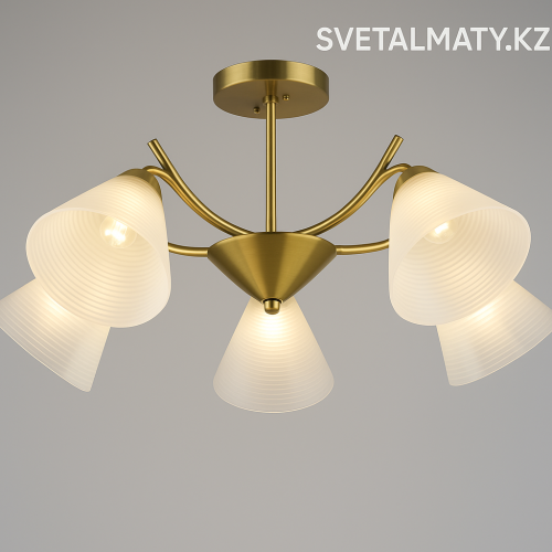 Люстра потолочная K2461/5 LATUN — латунная люстра с 5 плафонами, Ø700×H300, E27