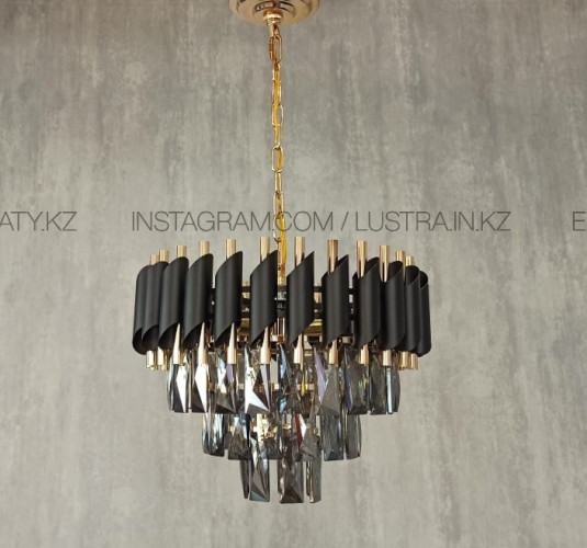 Люстра американского стиля 40см тонированный+золото+черный матированный