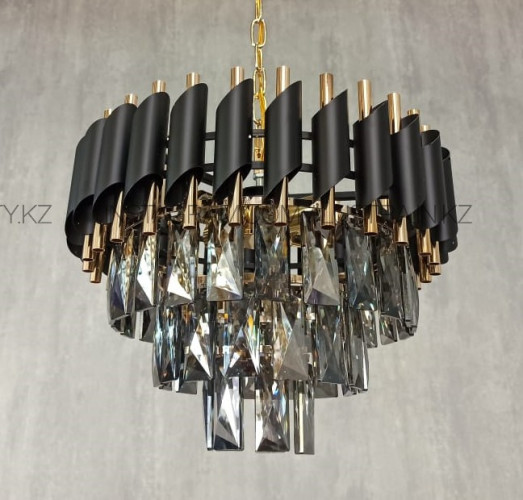 Люстра американского стиля 40см тонированный+золото+черный матированный