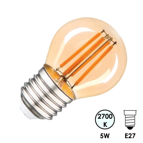 E27 5W 2700K Шарик(G45) FILAMENT AMBER (ЖЕЛТОЕ СТЕКЛО)