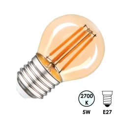 E27 5W 2700K Шарик(G45) FILAMENT AMBER (ЖЕЛТОЕ СТЕКЛО)