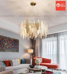 Прямоугольная хрустальная люстра на 6 ламп, цоколь Е14