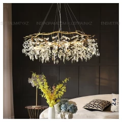 Роскошная хрустальная люстра на 9 ламп, цвет золото. Код товара: ALX37-800GD