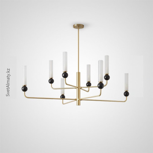 Дизайнерская люстра с элементами черного и золото на 8 ламп 