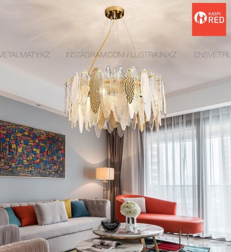 Хрустальная люстра на 8 ламп, цоколь Е14. Диаметр 80см