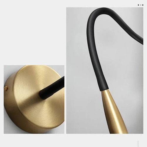 Настенная бра латунно-черная с кнопкой на корпусе Epistar LED 3W