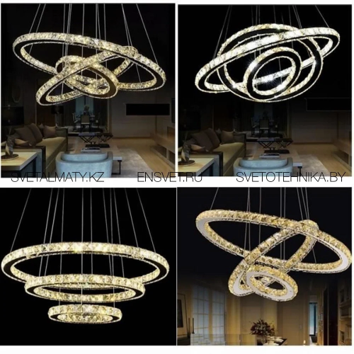Подвесная LED люстра из хрусталя 80+60+40см
