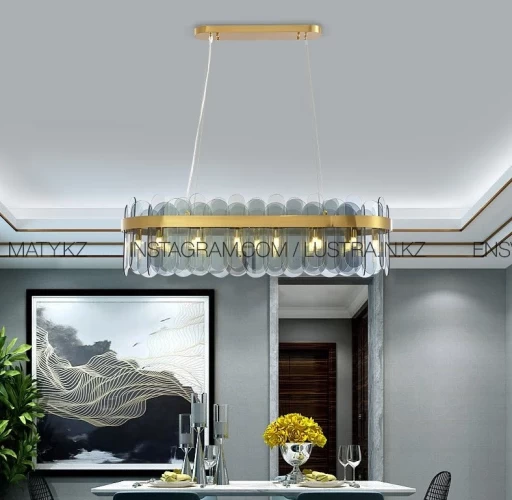 Современная овальная хрустальная люстра 90 cм тонированная